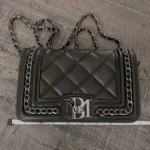 Badgley Mischka, Black Quilted Chain Shoulder Bag, NWOT